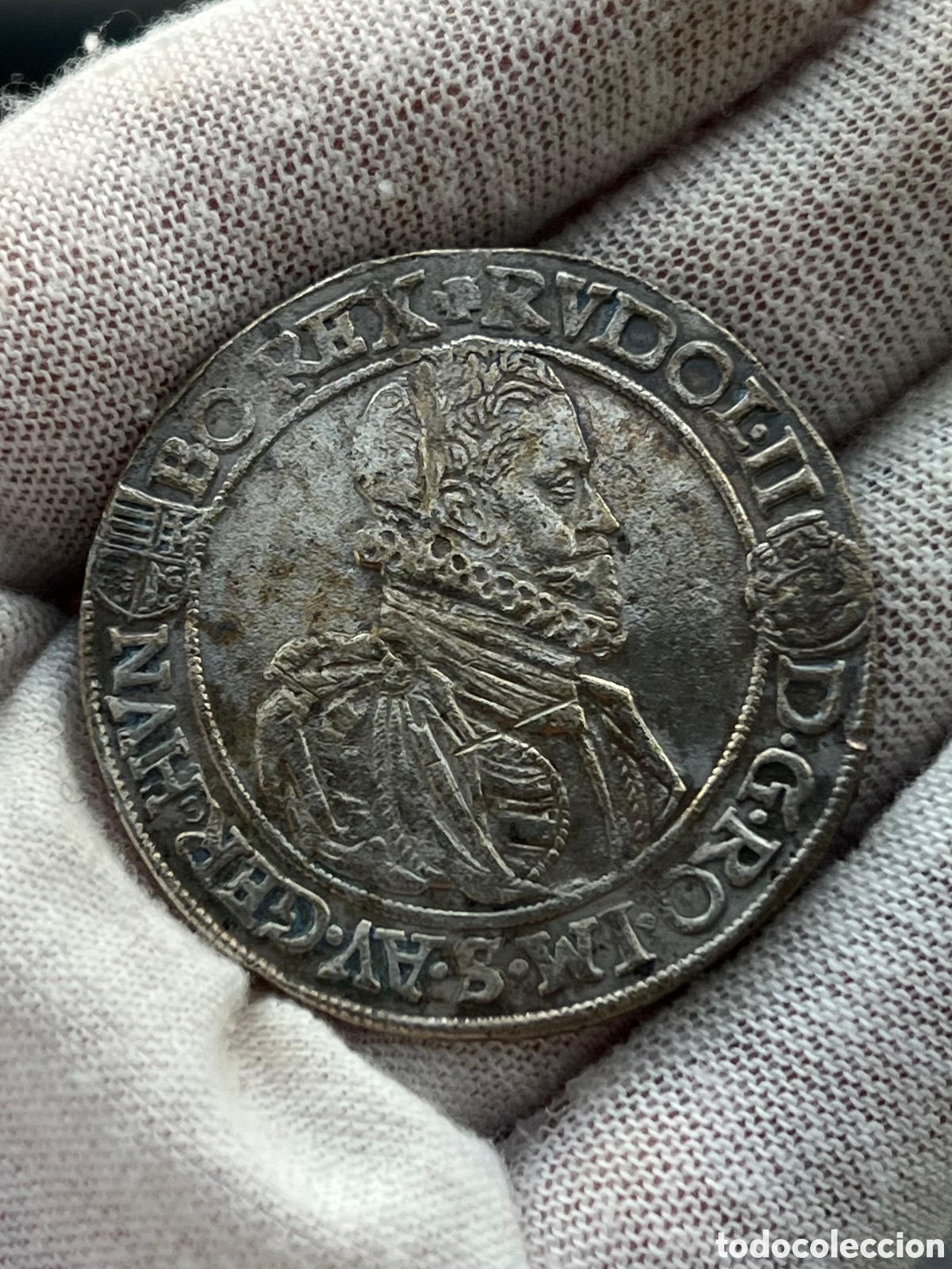 Monedas antiguas de Europa: Muy raro thaler de plata reinado de Rodolfo II a&ntilde;o 1584 acu&ntilde;ada en Kremnitz, pesa 28,82 gramos