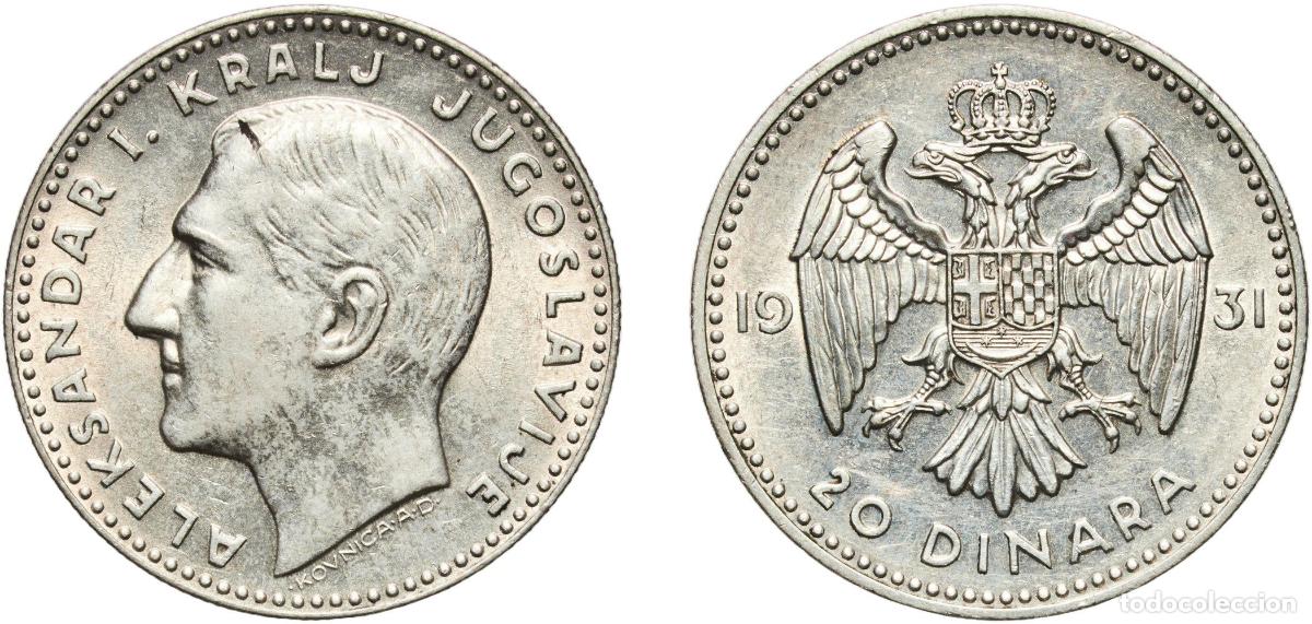 Monedas antiguas de Europa: Yugoslavia Kingdom 1931 10 Dinara - Aleksandar I Silver (.500) Royal Mint (Tower Hill) (19000000) 1