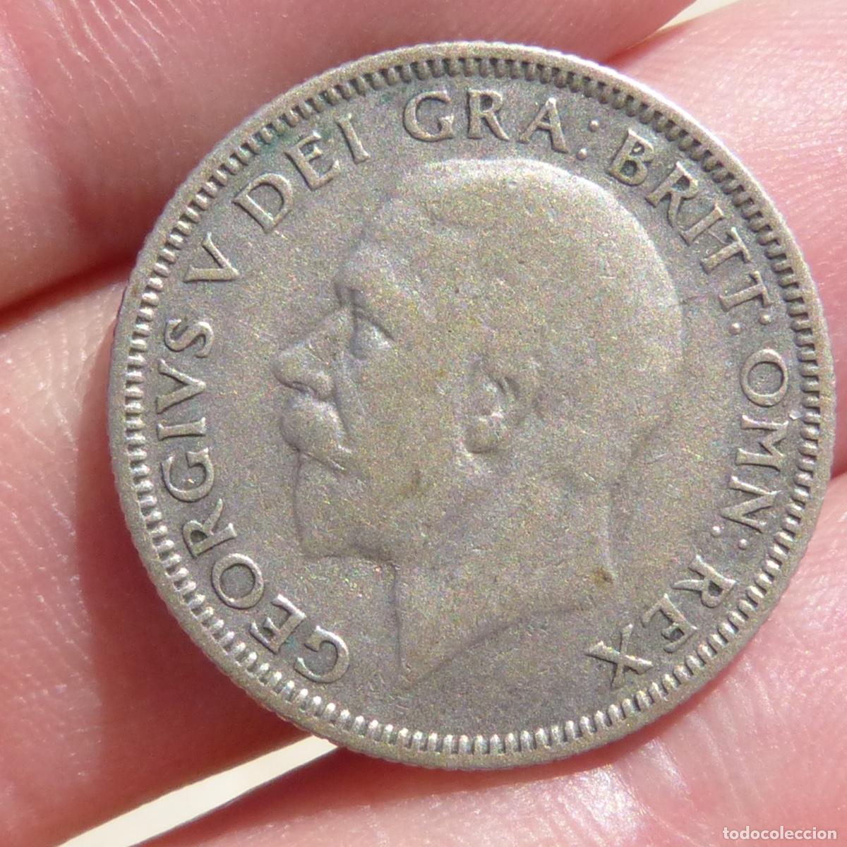 Monedas antiguas de Europa: One shilling 1933, plata baja, georgivs V, 5,56gr, 23mm.
