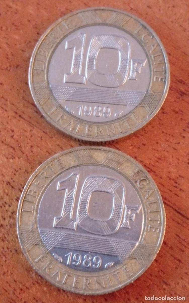 Monedas antiguas de Europa: 10 francos 1989. Francia. 2 monedas