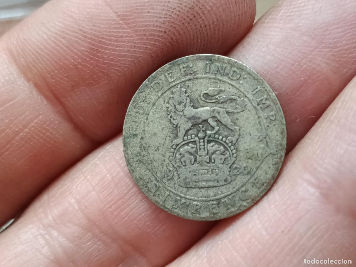 Monedas antiguas de Europa: Reino Unido. Six pence de plata de 1920