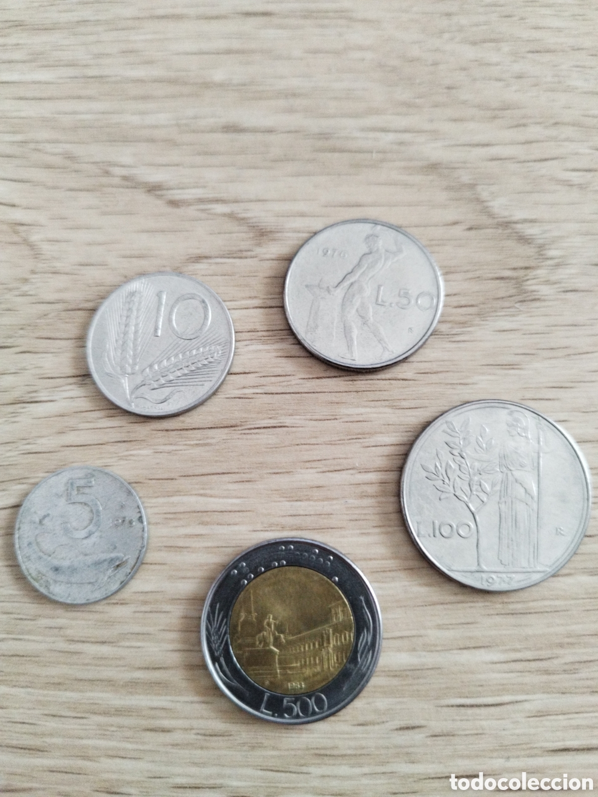 Monedas antiguas de Europa: Italia lote de 5 monedas de 5,10,50,100 y 500 liras