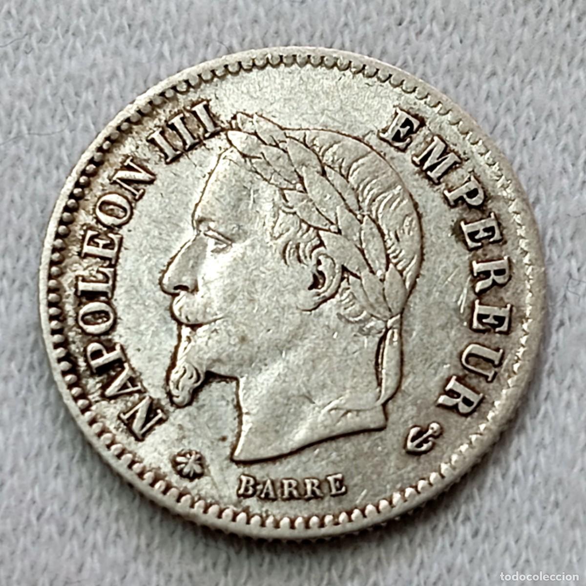 Monedas antiguas de Europa: ⚜️ BBD4 5. Plata. Napole&oacute;n III. Francia. 20 centimes 1867 A. 1,00 g