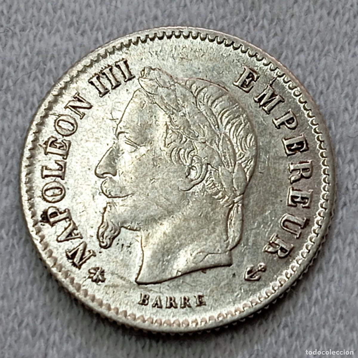 Monedas antiguas de Europa: ⚜️ BBD4 6. Plata. Napole&oacute;n III. Francia. 20 centimes 1867 A. 1,00 g