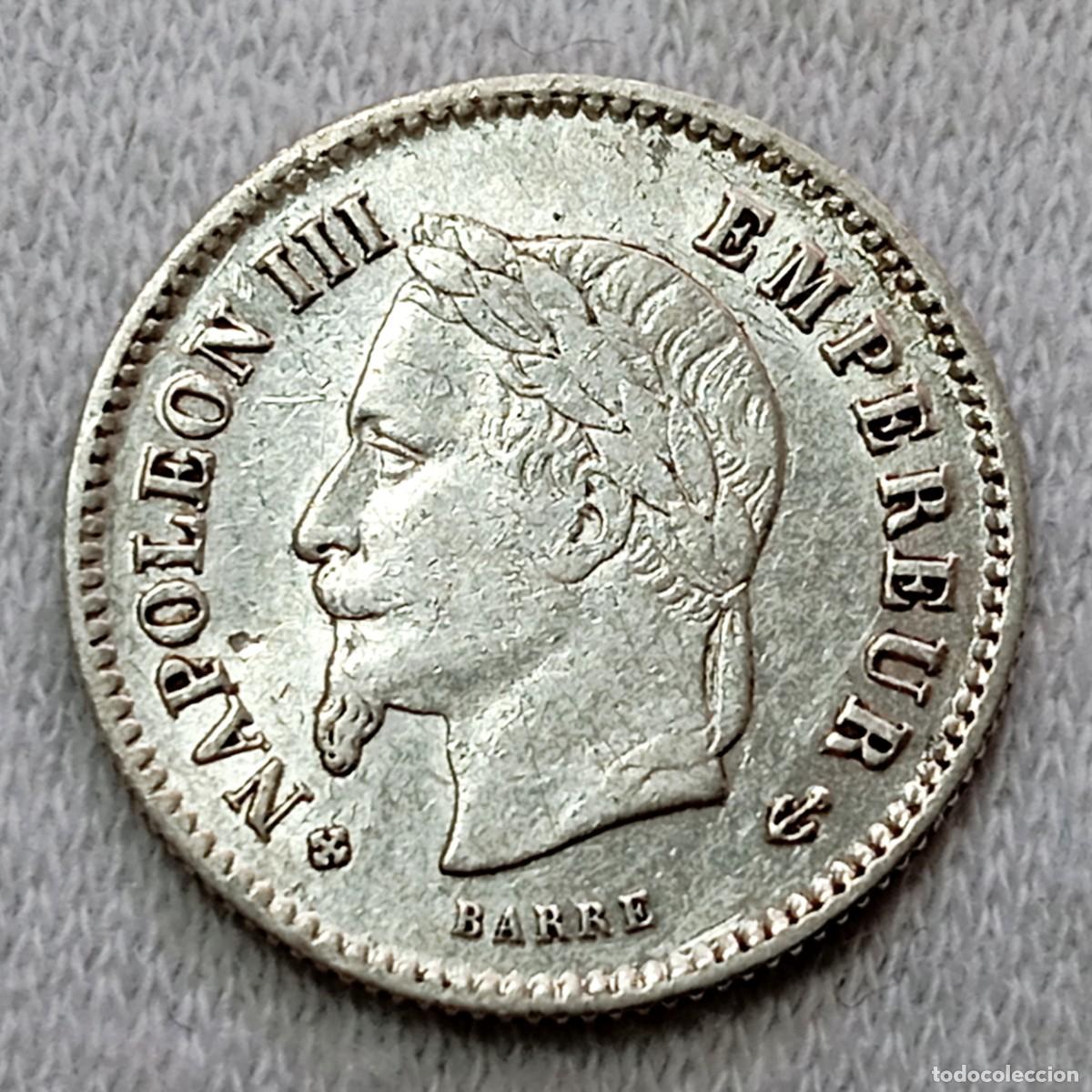 Monedas antiguas de Europa: ⚜️ BBD4 8. Plata. Napole&oacute;n III. Francia. 20 centimes 1867 BB. 0,99 g