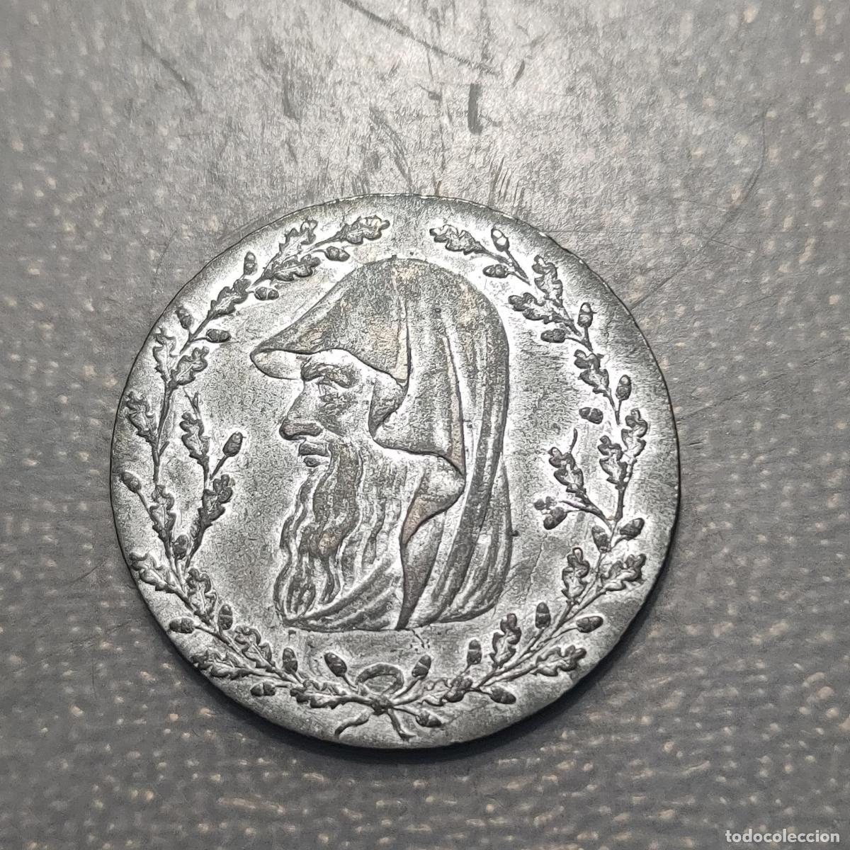 Alte M&uuml;nzen aus Europa: GRAN BRETA&Ntilde;A UK NORTH WALES 1/2 PENNY 1793 DRUID HEAD SILVER PLATED EBC