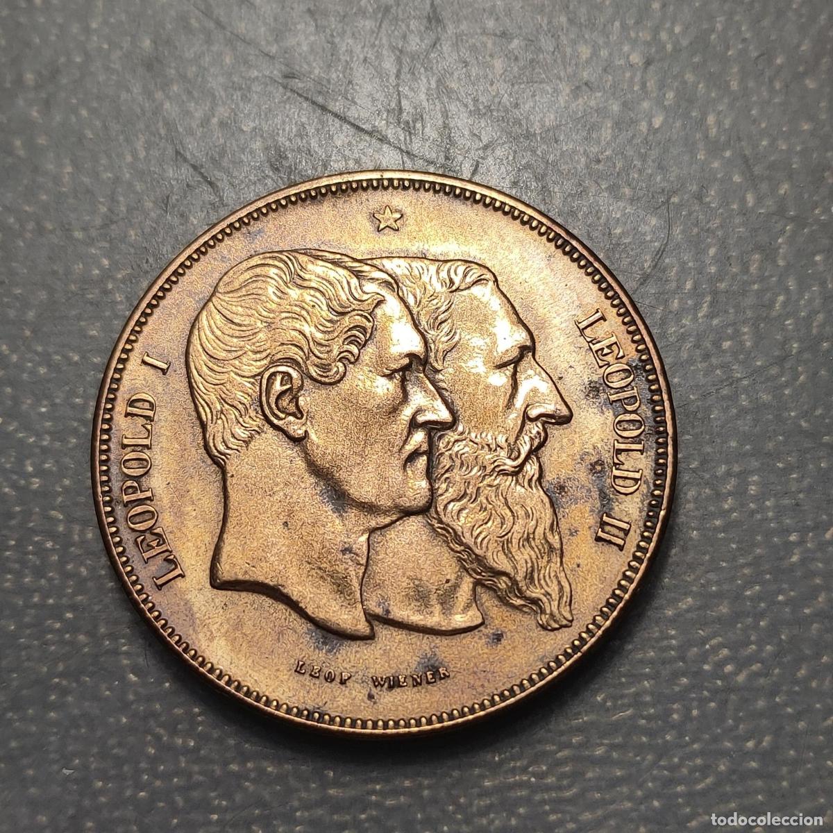 Monedas antiguas de Europa: BELGICA BELGIUM LEOPOLD I LEOPOLD II 5 FRANCS 1880 COBRE MBC+/EBC-