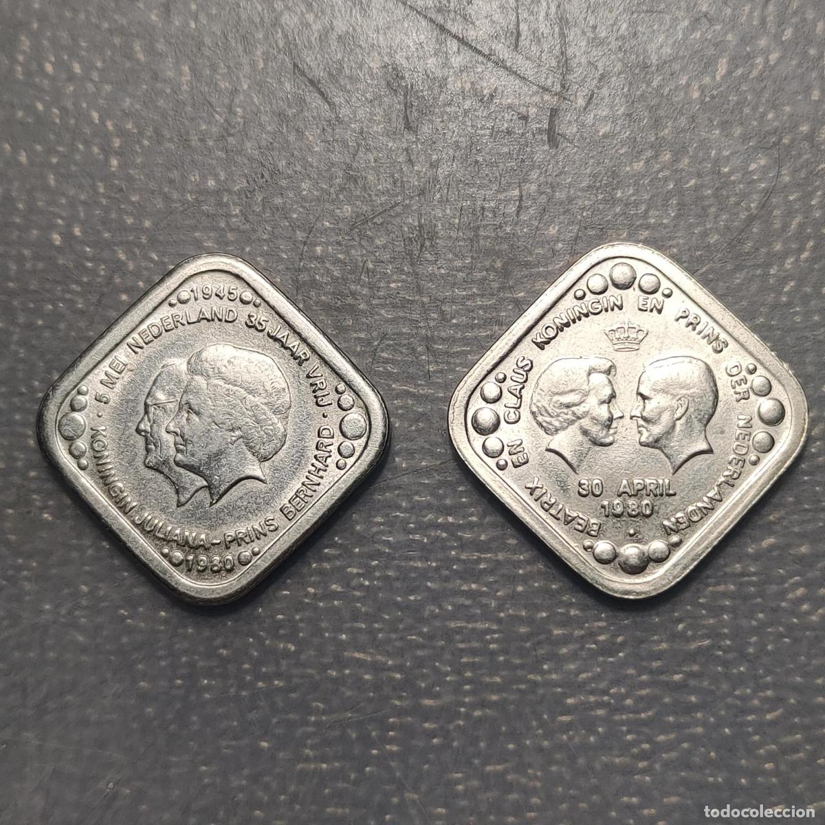 Monedas antiguas de Europa: NETHERLANDS PAISES BAJOS LOTE DE 2 MONEDAS CONMEMORATIVAS