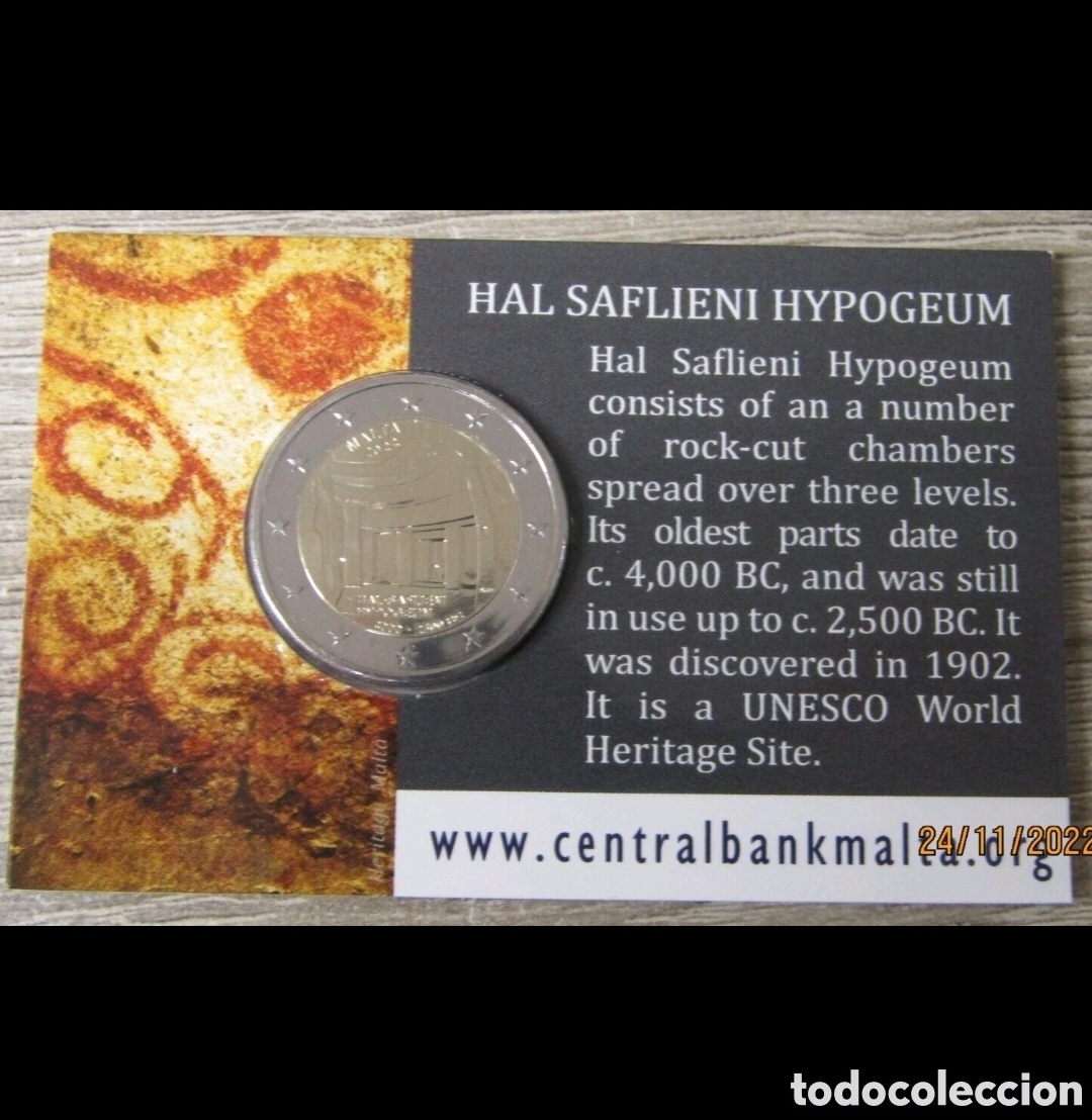 Monedas antiguas de Europa: 2 euros Malta 2022 coincard hipogeo sc