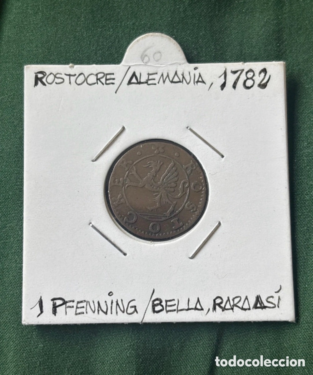 Monedas antiguas de Europa: Moneda 1 Pfenning 1782, Rostocre