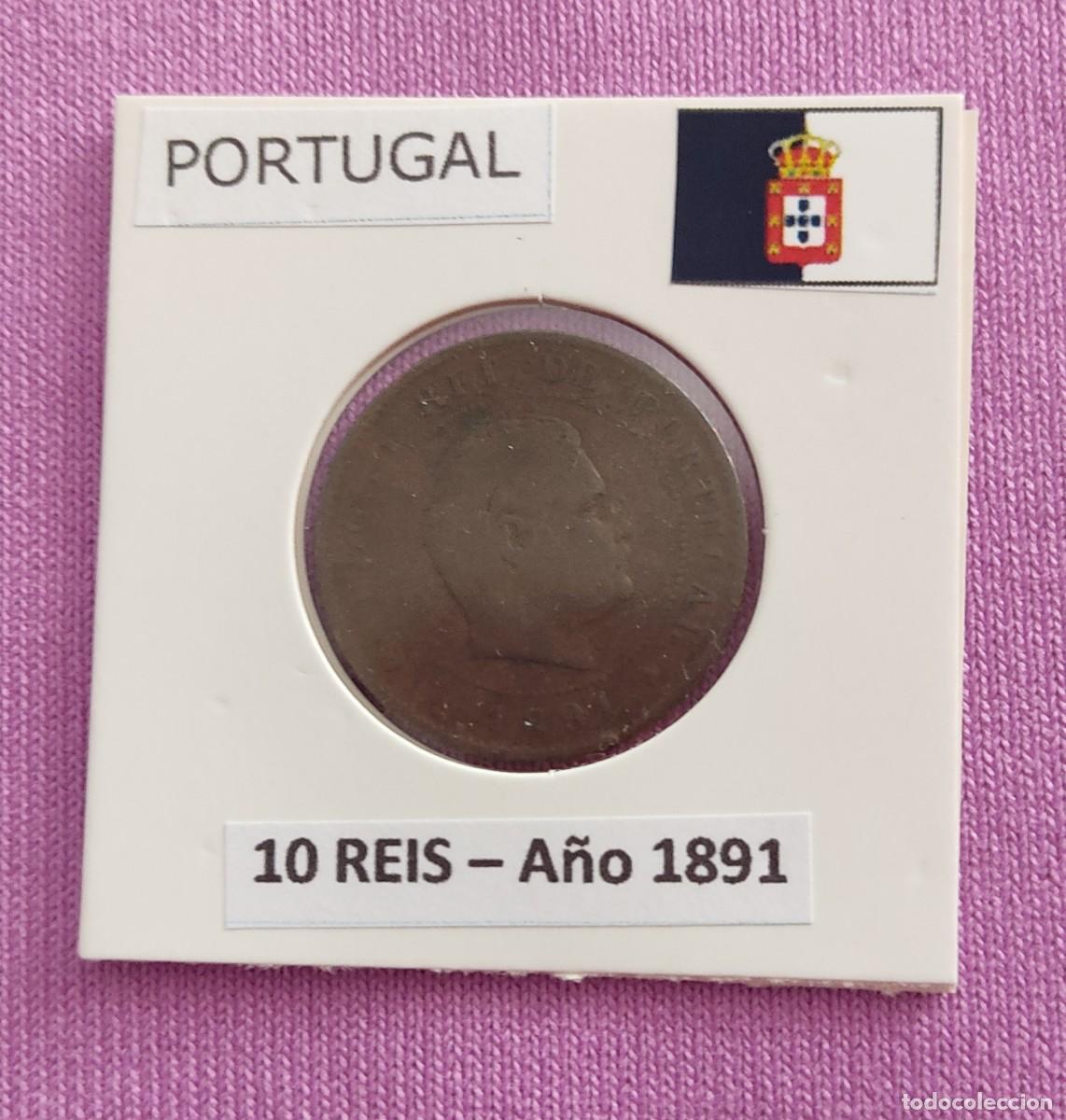 Monedas antiguas de Europa: Italia moneda 10 Reis a&ntilde;o 1891. Encartonada