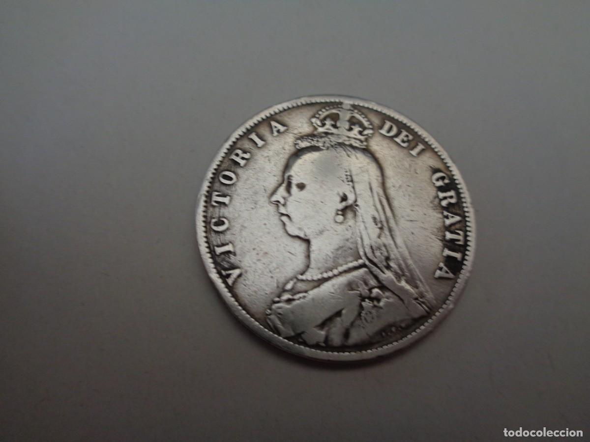 Monedas antiguas de Europa: 1/2 corona plata reina Victoria inglaterra 1889