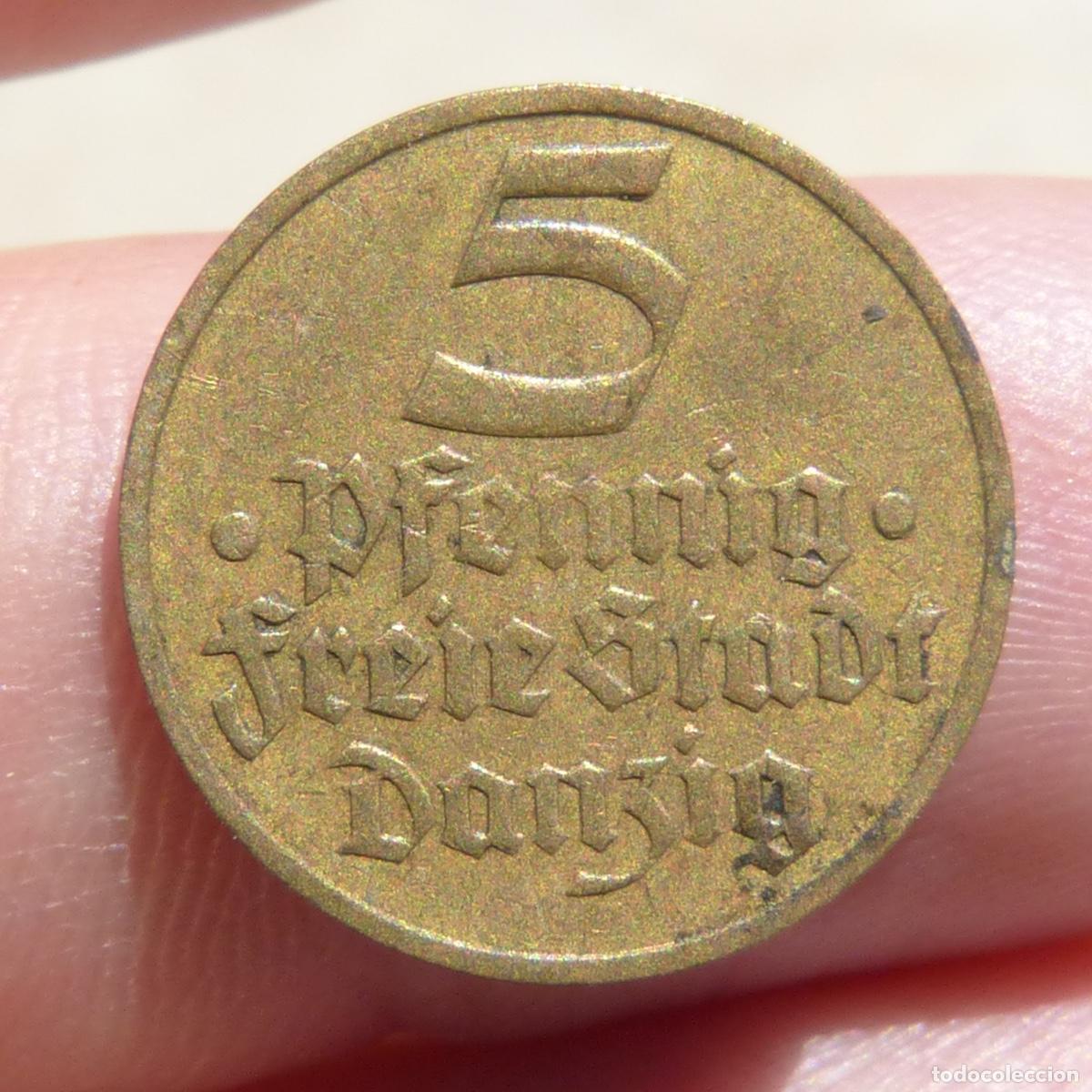 Monedas antiguas de Europa: Alemania, 5 pfennig 1932, Danzig. 1,99gr.