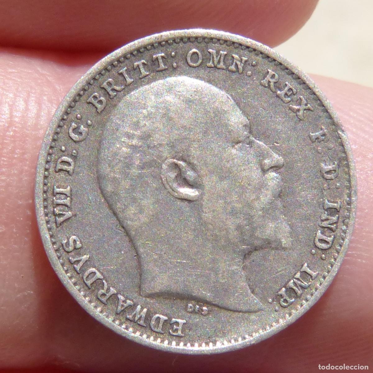 Monedas antiguas de Europa: 3 pence 1902, great britain, plata, 1,40gr.