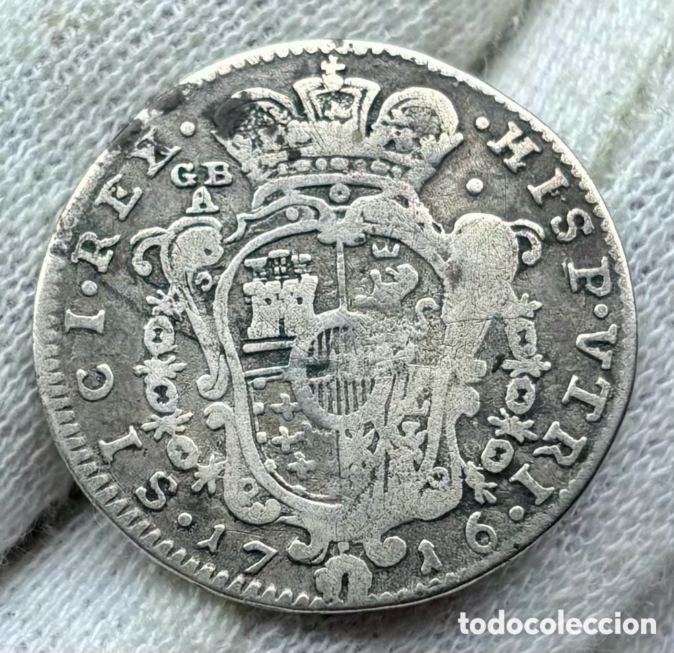 Moedas antigas da Europa: Moneda PLATA ITALIA 1 Tari 1716. CARLOS VI