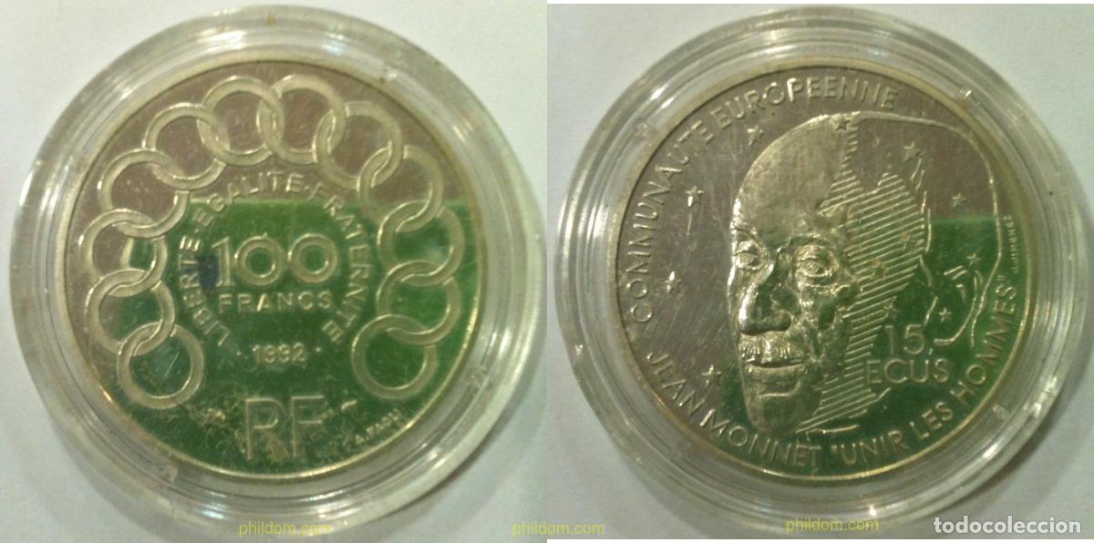 Moedas antigas da Europa: 990 FRANCIA 1992 15 ECU FRANCIA 1992