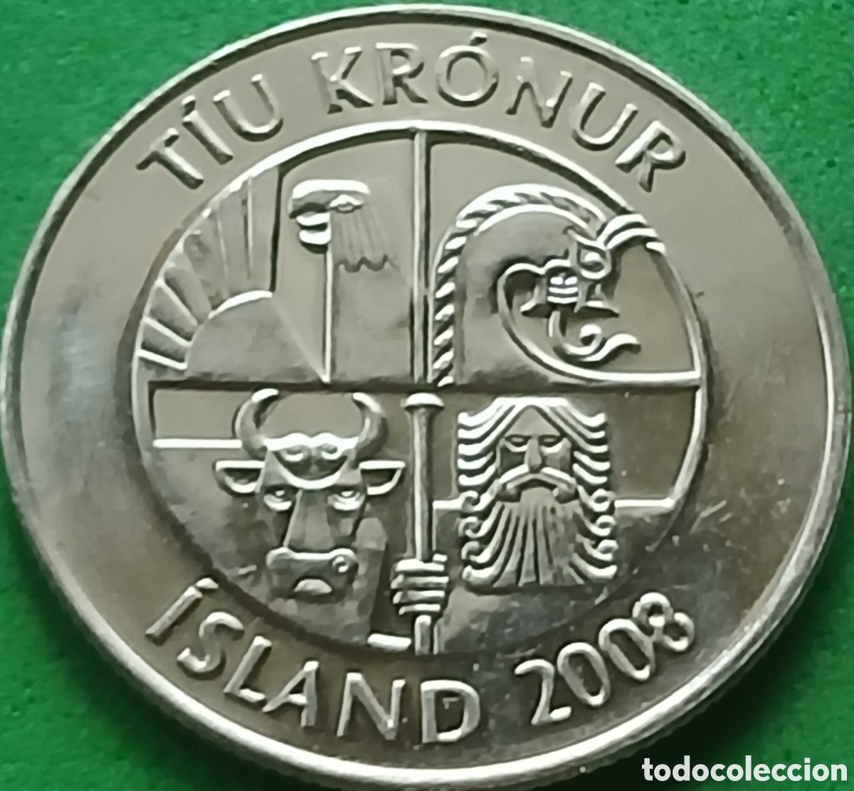 Monedas antiguas de Europa: Islandia 10 coronas 2008 km#29.1a