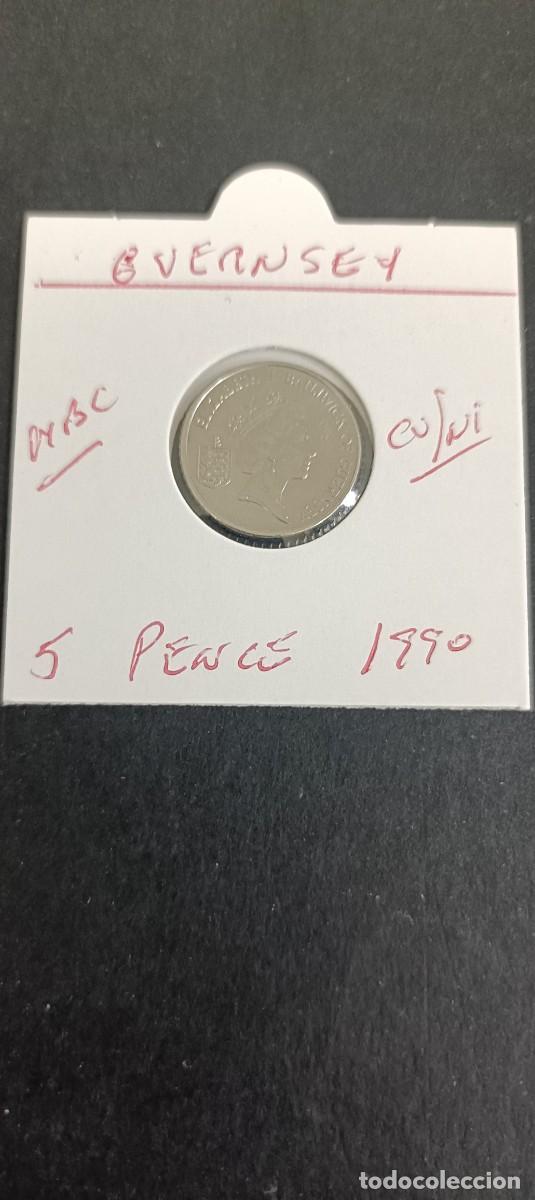 Monedas antiguas de Europa: GUERNSEY 5 PENCE 1990 MBC KM=42.2 (CUPRONIQUEL)