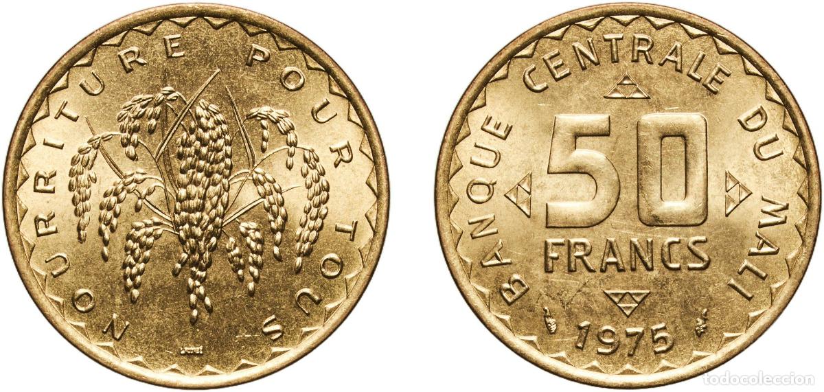 Monedas antiguas de Europa: Mali Republic 1975 50 Francs (FAO) Nickel brass Paris Mint (10000000) 4g UNC KM 9