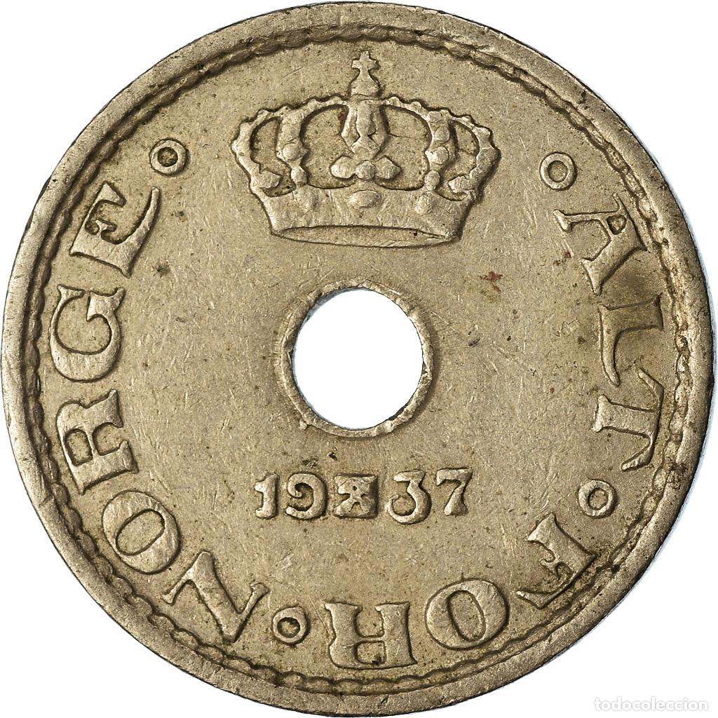 Monedas antiguas de Europa: [#762485] Moneda, Noruega, Haakon VII, 10 &Ouml;re, 1937, MBC, Cobre - n&iacute;quel, KM:383