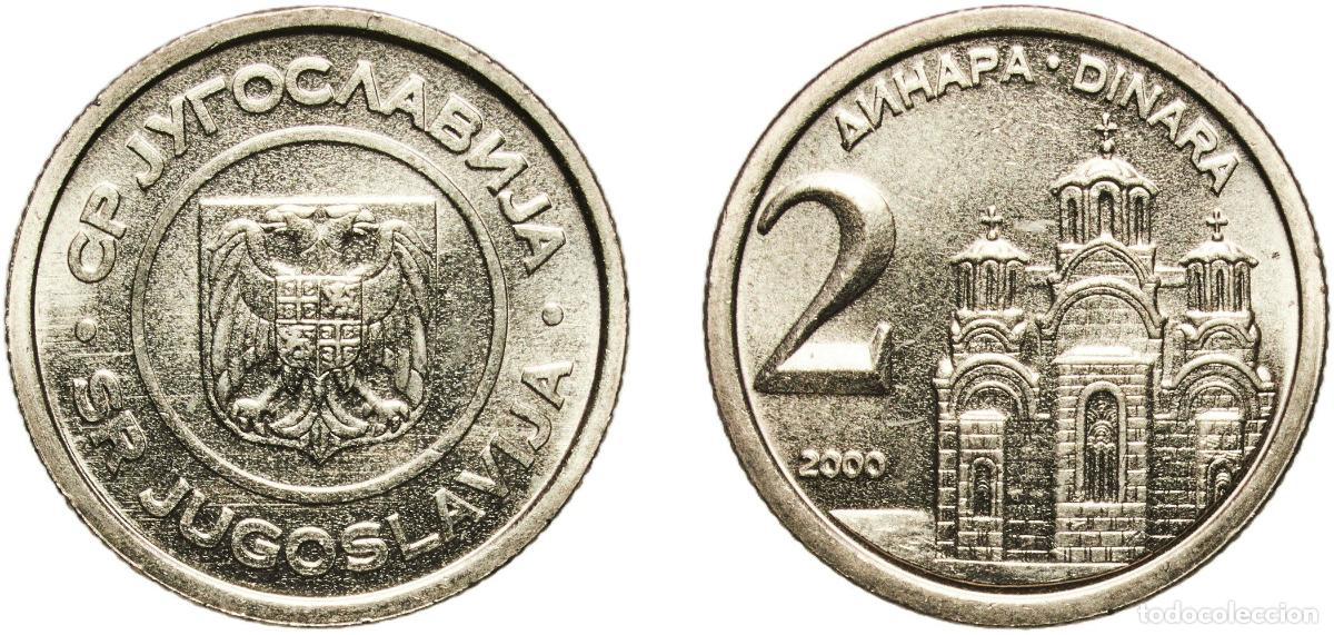 Monedas antiguas de Europa: Yugoslavia Federal Republic 2000 2 Dinara Nickel brass (10071000) 5.27g UNC KM 181 Sch&ouml;n 179