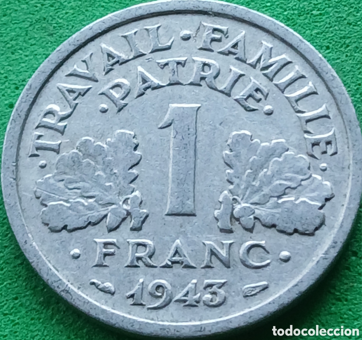 Monedas antiguas de Europa: Francia 1 franco 1943 km#902 sin marca de ceca