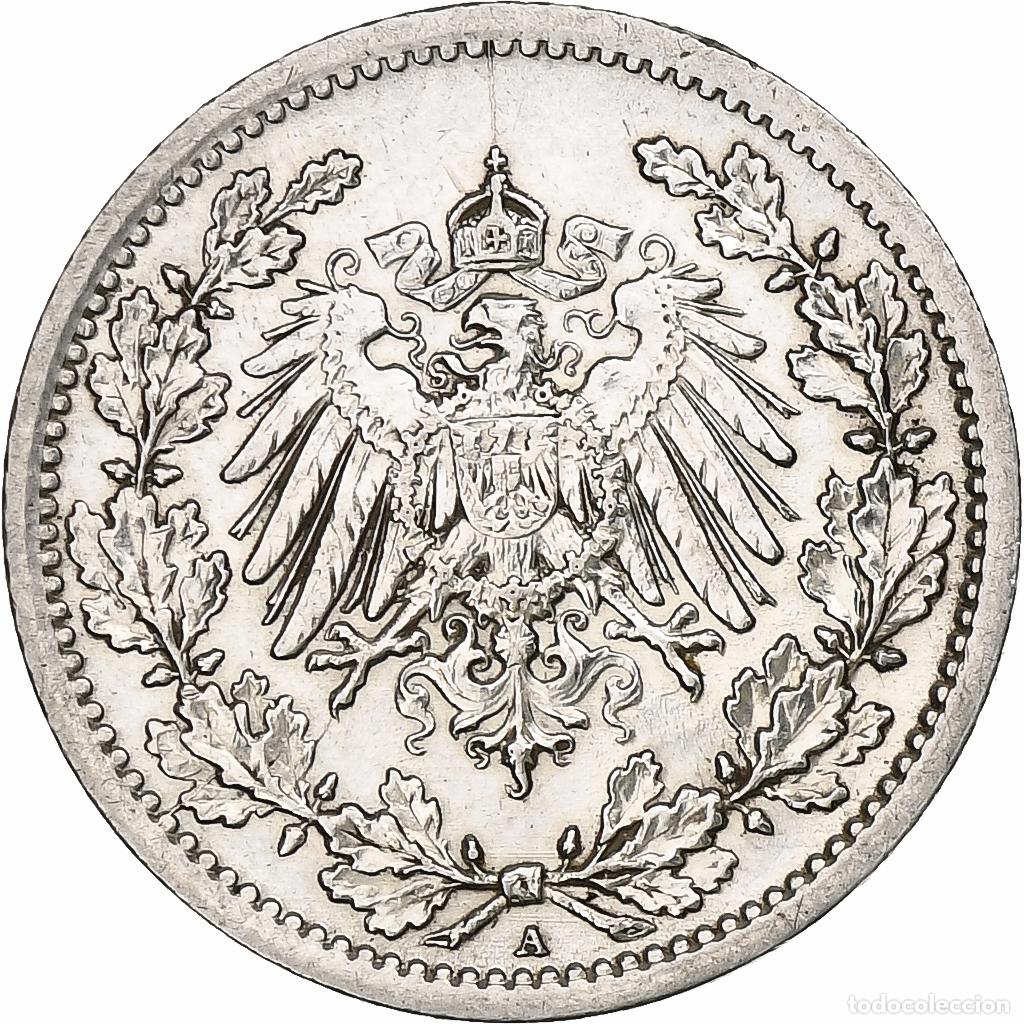 Monedas antiguas de Europa: [#1114286] ALEMANIA - IMPERIO, 1/2 Mark, 1914, Berlin, MBC+, Plata, KM:17