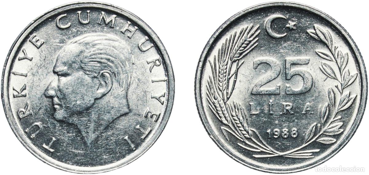 Monedas antiguas de Europa: Turkey Republic 1988 25 Lira Aluminium (Etial 30) (39540000) 2.91g UNC KM 975 Sch&ouml;n 485