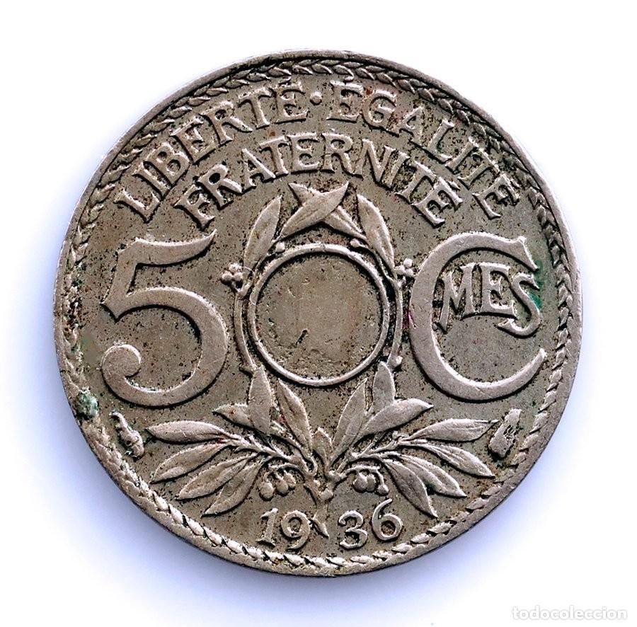 Monedas antiguas de Europa: SC-Francia-SIN PERFORACION CENTRAL. 5 Centimes 1936. EBC-/XF- N&iacute;quel 2,2 g. Rara