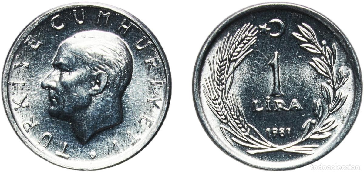 Monedas antiguas de Europa: Turkey Republic 1981 1 Lira Aluminium (Etial 30) (14992000) 1.09g UNC KM 943 Sch&ouml;n 454