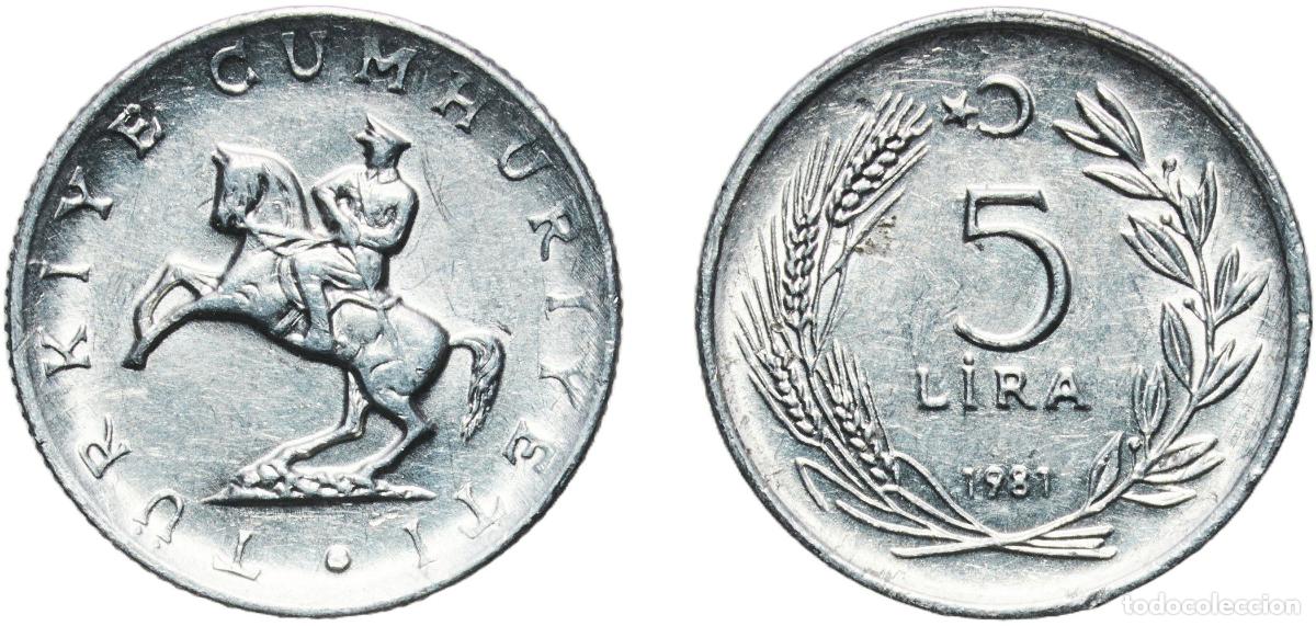 Monedas antiguas de Europa: Turkey Republic 1981 5 Lira (small type; crescent to left) Aluminium (Etial 30) (62355000) 1.72g AU