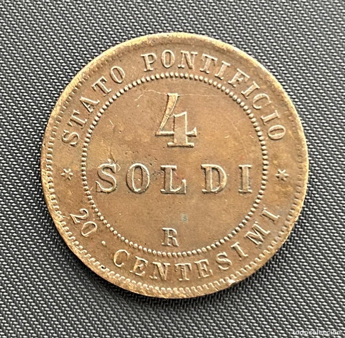 Monedas antiguas de Europa: 4 SOLDI 1867 LOS ESTADOS PONTIFICIOS