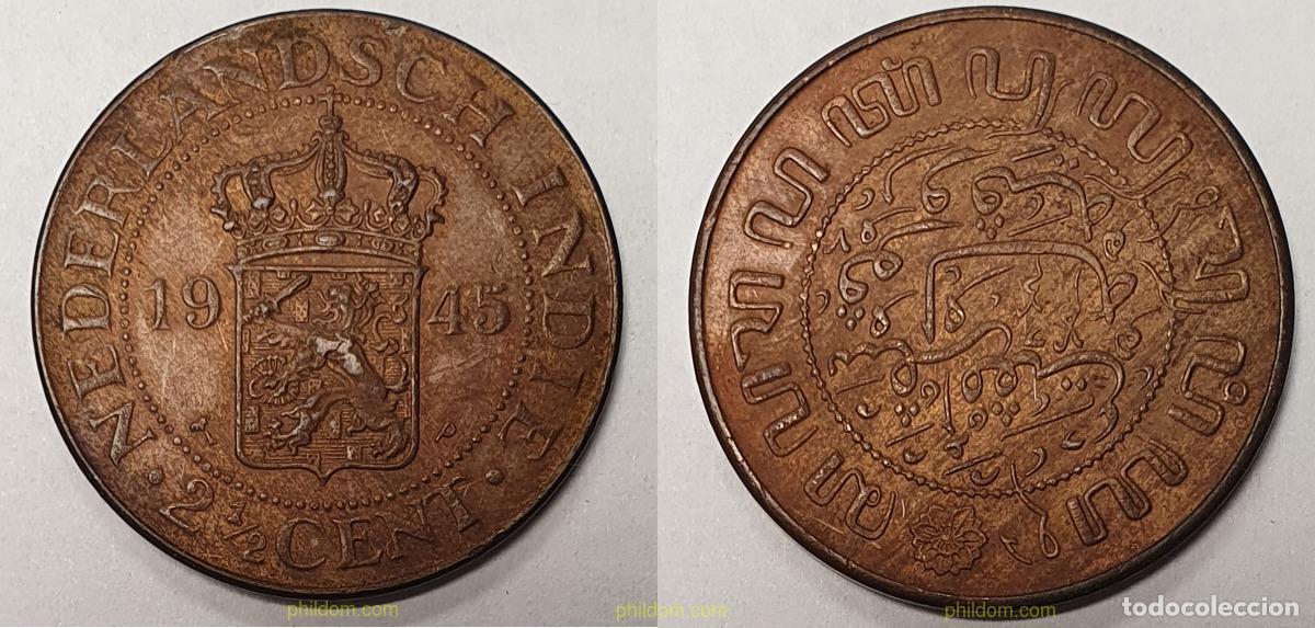 Monedas antiguas de Europa: 1027 INDIA HOLANDESA 1945 INDIA NEDERLAND 1945 COBRE