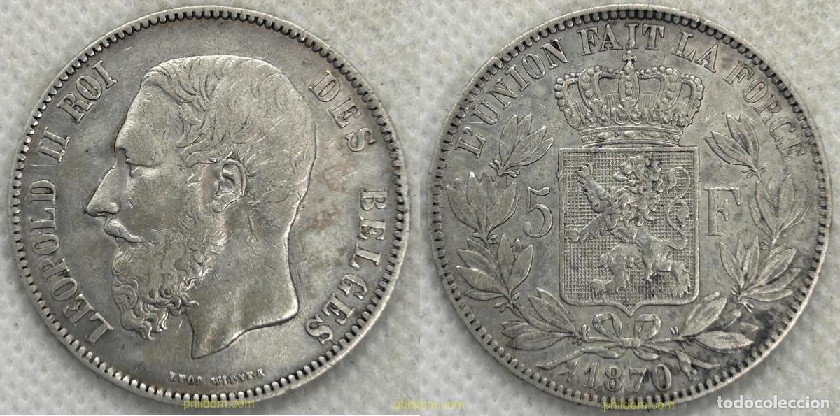Monedas antiguas de Europa: 4812 BELGICA 1870 BELGIUM 5 FRANCS 1870