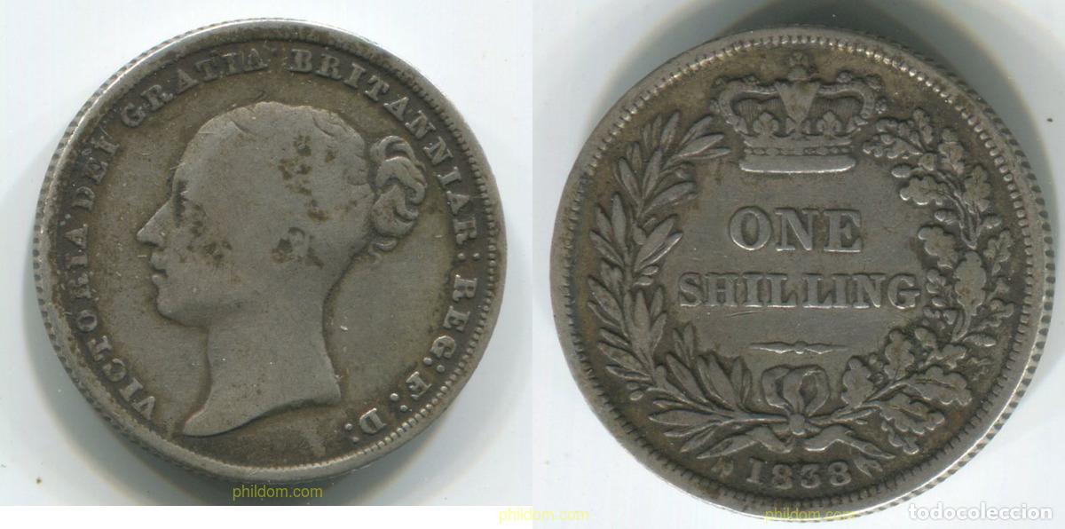 Monedas antiguas de Europa: 1460 GRAN BRETA&Ntilde;A 1838 ONE SHILLING 1838 REINO UNIDO