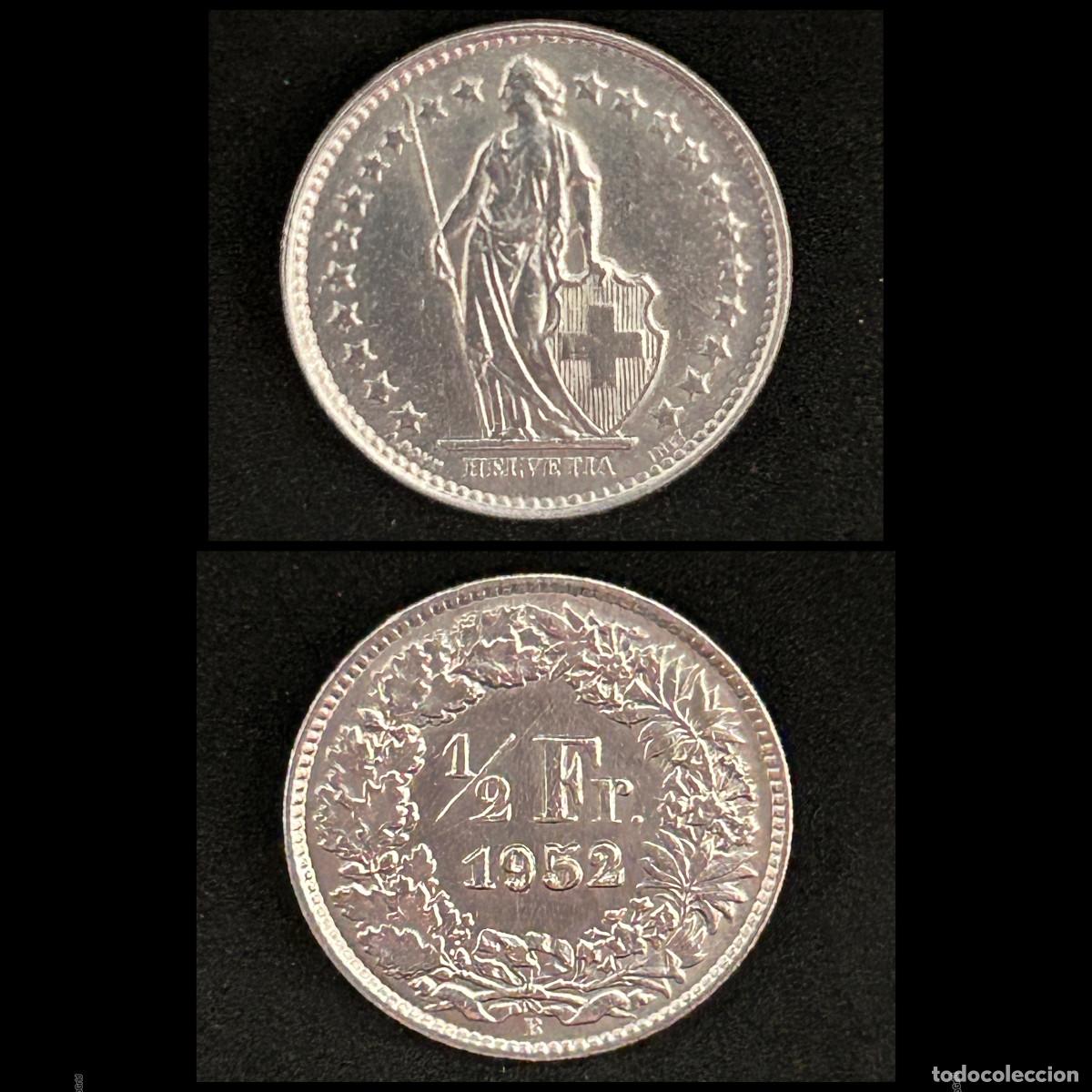 Monedas antiguas de Europa: Moneda 1/2 Franco Suizo 1950