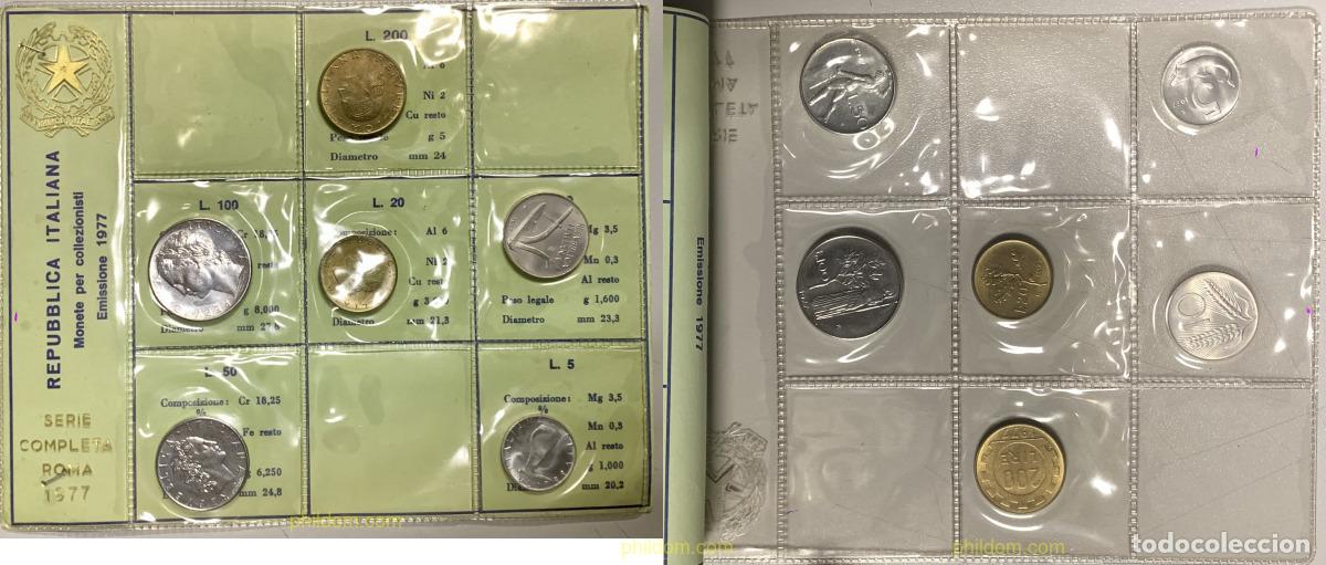 Monedas antiguas de Europa: 3640 ITALIA 1977 1977 ITALY 9 COIN MINT SET