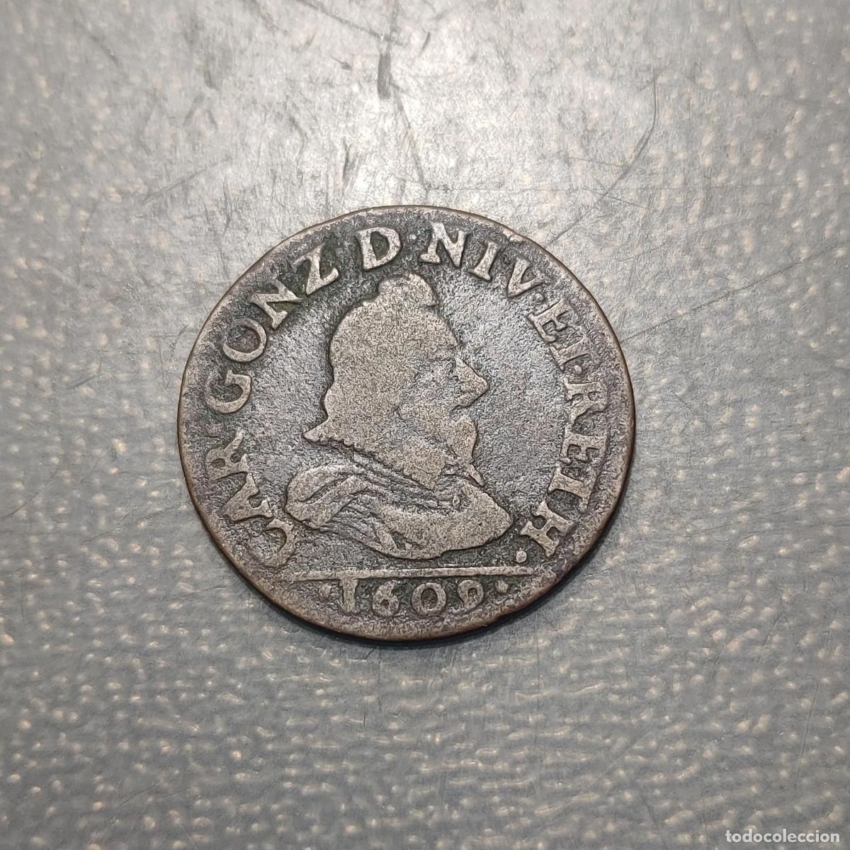 Monedas antiguas de Europa: FRANCIA FRANCE ARDENNES PRINCIPADO DE GARCHES CHARLEVILLE CARLO GONZAGA LIARD BC