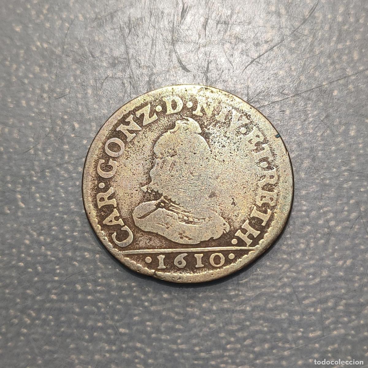 Monedas antiguas de Europa: FRANCIA FRANCE NEVERS &amp; RETHEL CARLOS GONZAGA LIARD 1610