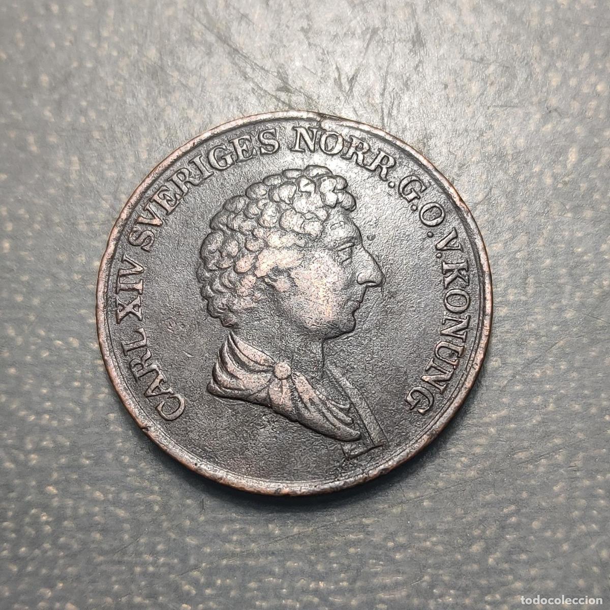 Monnaies anciennes de Europe: SUECIA SWEDEN CARL XIV 1 SKILLING BANCO 1836 MBC-