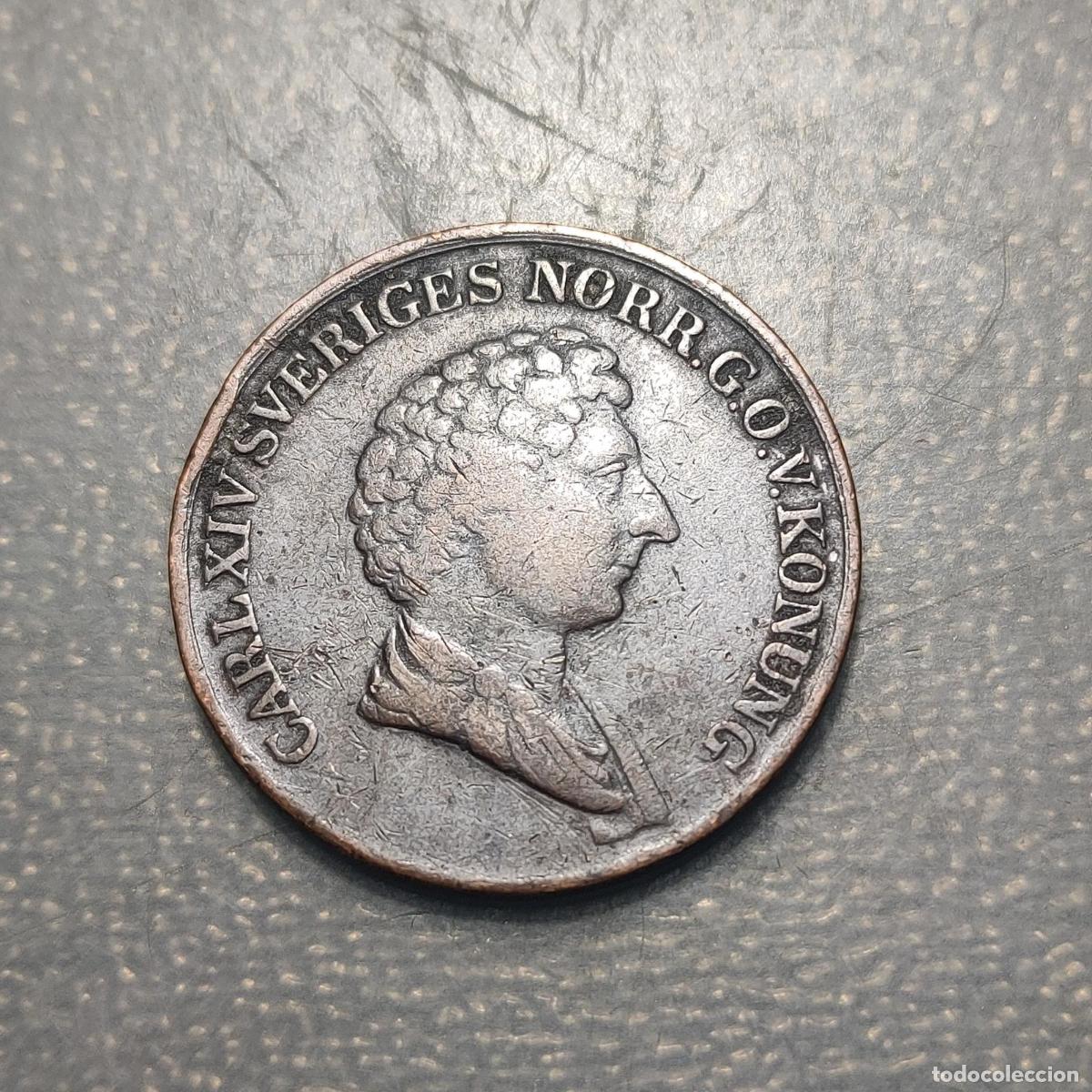 Monnaies anciennes de Europe: SUECIA SWEDEN CARL XIV 1 SKILLING BANCO 1842 BC+