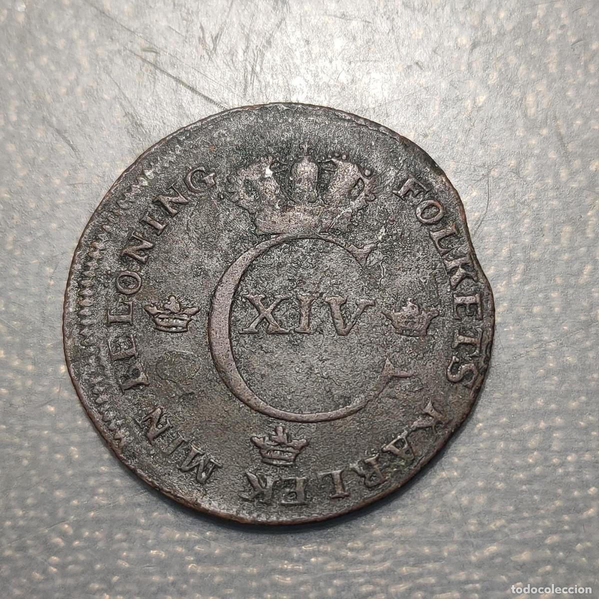 Monnaies anciennes de Europe: SUECIA SWEDEN CARL XIV 1/2 SKILLING 1821 MBC