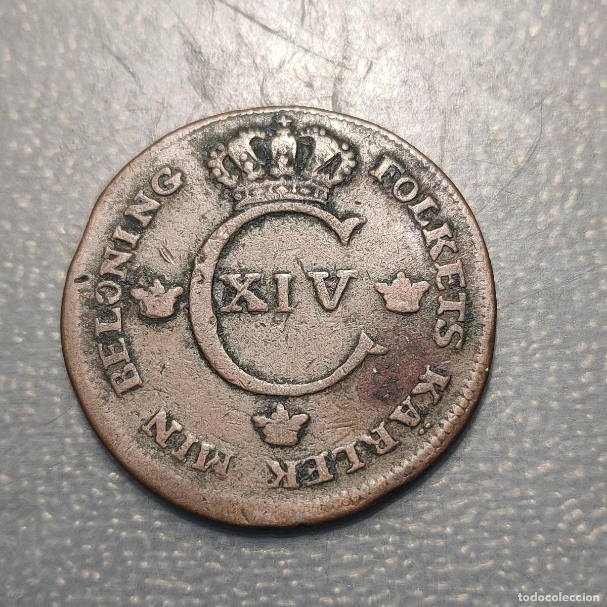 Monedas antiguas de Europa: SUECIA SWEDEN CARL XIV 1/2 SKILLING 1819 MBC-