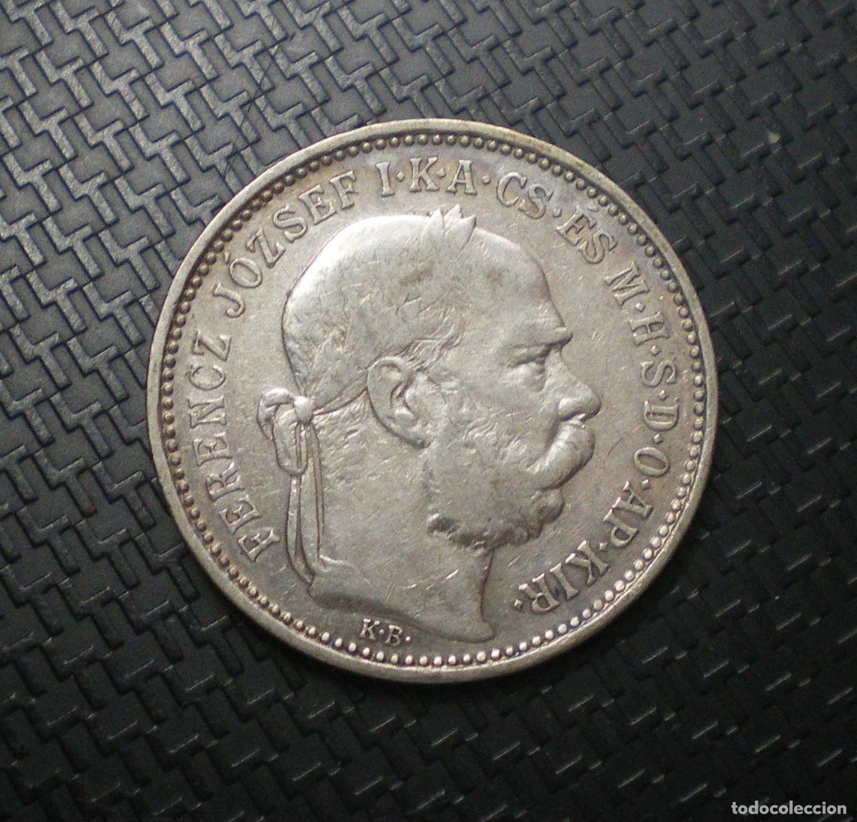 Monedas antiguas de Europa: HUNGRIA - 1 CORONA de PLATA a&ntilde;o 1893