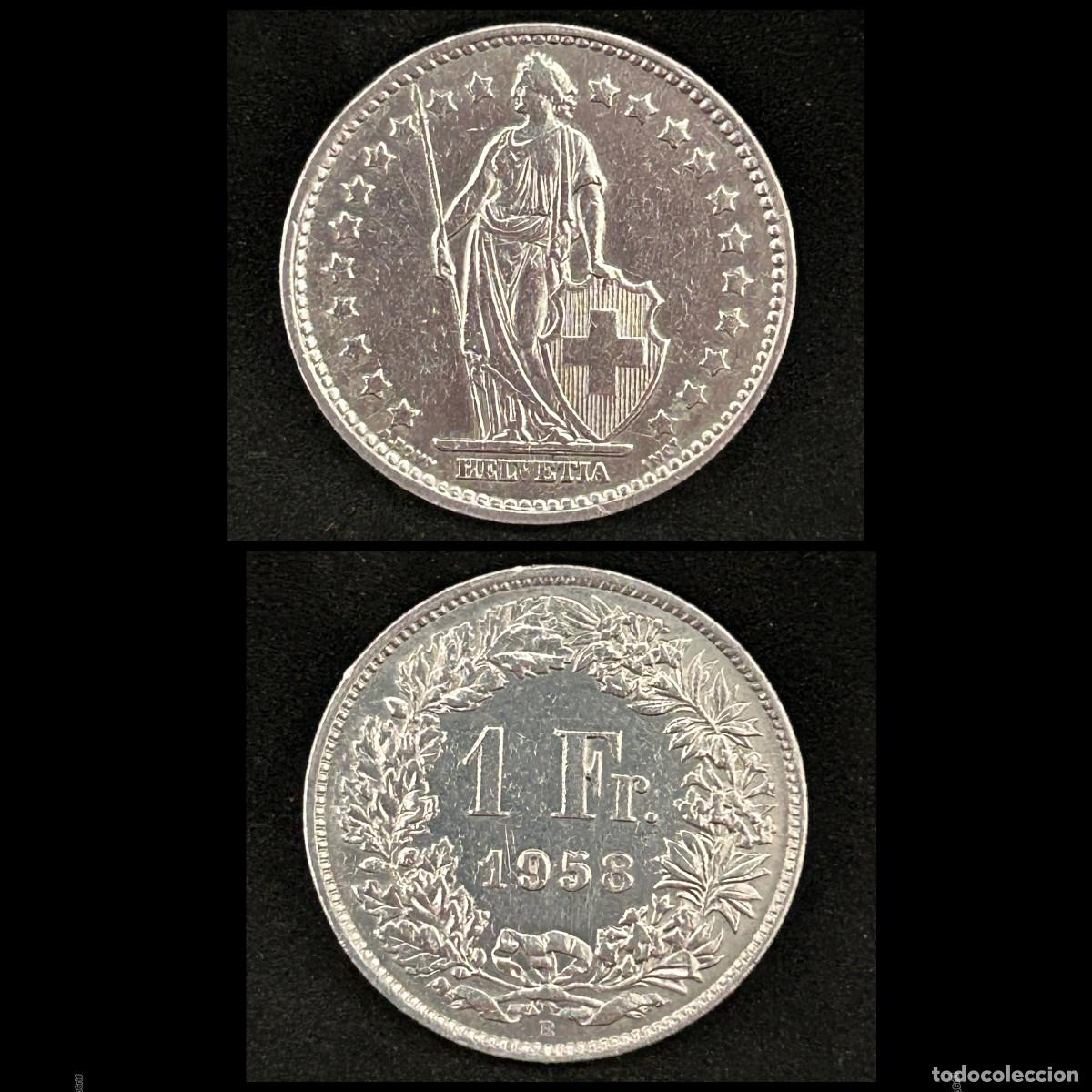 Monedas antiguas de Europa: Moneda 1 Franco Suizo 1958