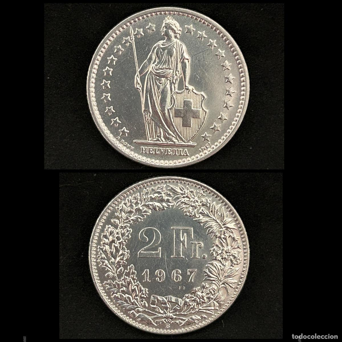 Monedas antiguas de Europa: Moneda 2 Francos Suizos 1965