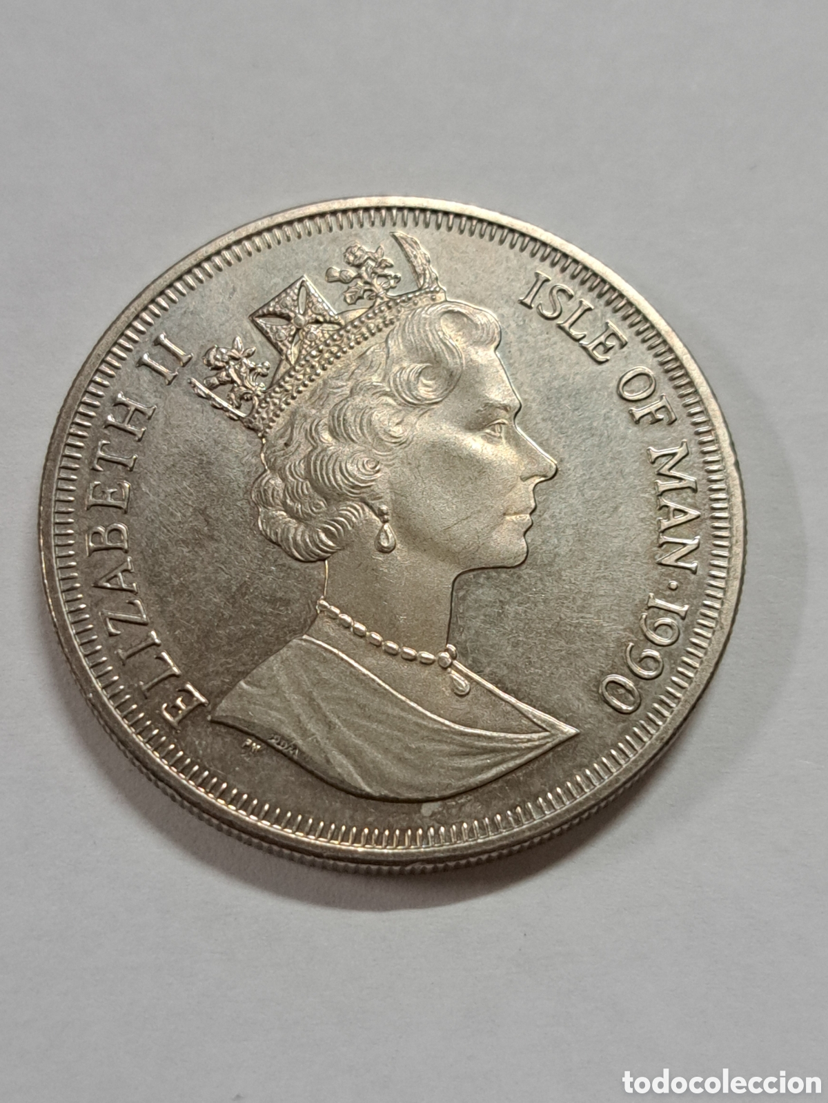 Monedas antiguas de Europa: Corona de plata isla de Man a&ntilde;o 1990 Isabel II