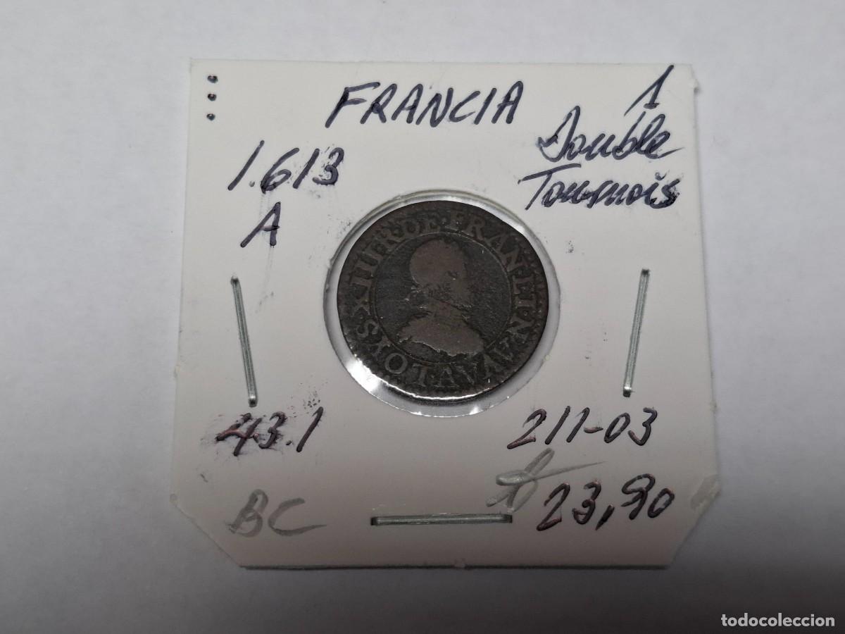 Monedas antiguas de Europa: 1 DOUBLE TOURNOIS de 1613 A KM 43.1 FRANCIA en BC