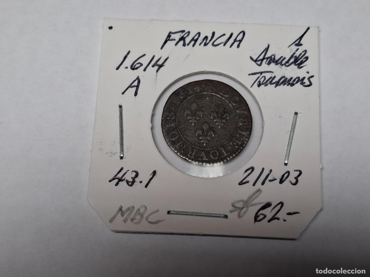 Monedas antiguas de Europa: 1 DOUBLE TOURNOIS de 1614 A KM 43.1 FRANCIA en MBC