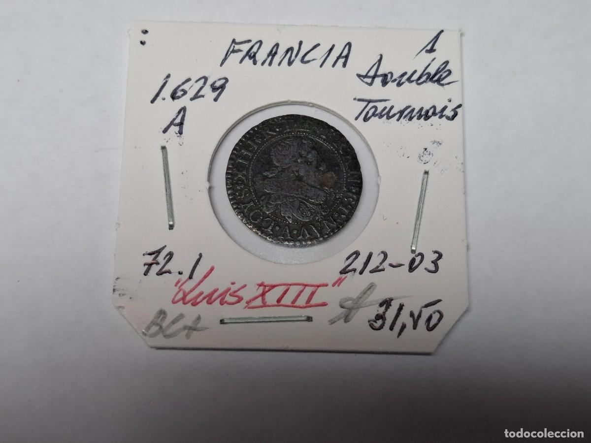 Monedas antiguas de Europa: 1 DOUBLE TOURNOIS de 1629 A KM 72.1 FRANCIA en BC+
